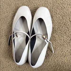 Zara White Flats with Classic Mary Jane Design